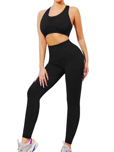 SHEKINI Trainingsanzug Damen Streatwear Jogginganzug Sport Set Frauen Outfit Nahtloser Abnehmbare Gepolstert BH Racerback +Leggings Sportanzug von SHEKINI