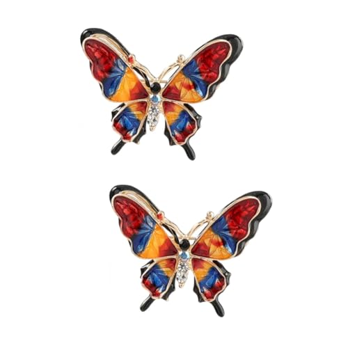 SHERCHPRY 2st Schmetterlingsbrosche Strassstifte Schmücken Schmetterlingsstifte Kleidungsverzierung Schmetterlingsnadel Rucksäcke Stift Modebrosche Rot Künstlich Korsage Mädchen von SHERCHPRY