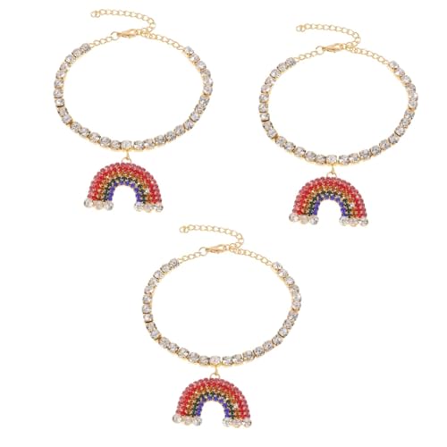 SHERCHPRY 3 Stk Regenbogen-Anhänger-Fußkettchen Sommerschmuck Fußschmuck Armbänder Golddekor Strand Fußkettchen stylische Fußkette Mädchen schmücken Armband Zubehör Schuhwerk Strasssteine von SHERCHPRY