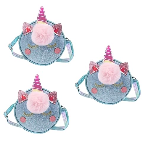 SHERCHPRY Tasche 3st Einhorn Umhängetasche Glitzer-pu-Leder-umhängetasche Für Mädchen Süße Umhängetasche Einhorn Geschenke Umhängetasche Kreis Funkeln Damentaschen Kind Grüßer Geldbörse von SHERCHPRY