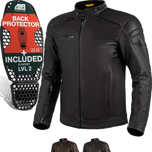 SHIMA BLAKE Motorrad Jacke Herren mit Protektoren AIRFORCE Rückenprotektor Leder Motorradjacke Sommer Schutzjacken Lederjacke Protektorenjacke Sommerjacke (Männer, Schwarz, XL) von SHIMA