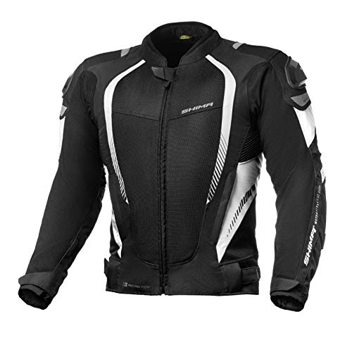 SHIMA MESH PRO Motorradjacke Herren | Sommer Mesh Motorcycle Stadt Textiljacke Männer mit Schulter Schleifers, CE Schulter Ellbogen und Rückenprotektoren, Breitenverstellung (Weiß, L) von SHIMA