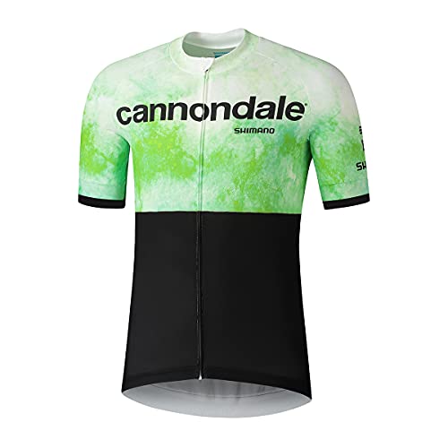 SHIMANO Radtrikot | Cannondale Factory Racing Team 2021 Fahrradtrikot | Fahrradzubehör | Kurzarm-Rennrad Trikot | Radtrikot für Herren (Schwarz/Grün, L) von SHIMANO