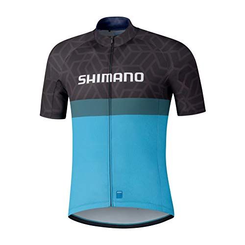 SHIMANO Team Trikot Herren schwarz/blau Größe M 2021 Radtrikot kurzärmlig von SHIMANO