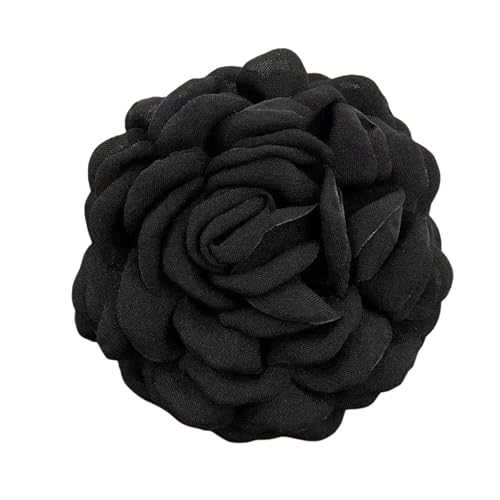 Haarklammer für Damen, Blume, 3D-Stoffdekor, Clip, Hinterkopf, groß, Duschhai, Schwarz von SHINROAD