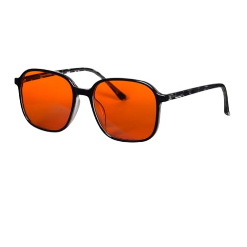 SHINU Quadratische Form, rote Gläser, besserer Schlaf, blaues Licht blockierende Brille, orangefarbene Gläser für Computerspiele (C2 ORANGE) von SHINU