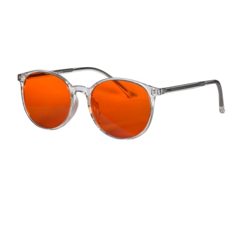 SHINU Rote Brille, Blaulicht-Brille für besseren Schlaf, Blaulicht-blockierende Brille, orangefarbene Gläser, Tr90 (C3 ORANGE LINSE) von SHINU