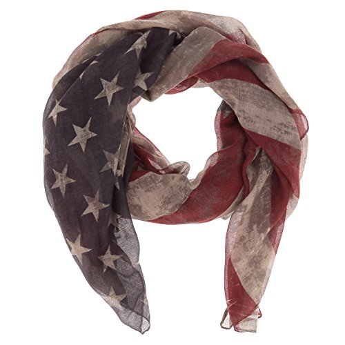 SHIPITNOW Halstuch mit amerikanischer Flagge – Maxi-Schal mit USA-Flagge – Schal – Unisex, Beige, Rot und Blau, One size von SHIPITNOW