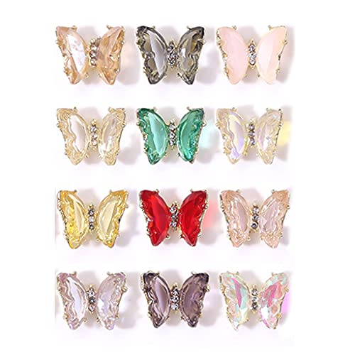 12-teiliges Nagelkunst-Set aus Glaskristallen, Strasssteinen, für Schmetterlinge, Kleidung, Schuhe, Handys, Schmuckbeutel, professionelles Nagelkunst-Set für Anfänger, Anfänger, Kinder, Mädchen von SHOOYIO