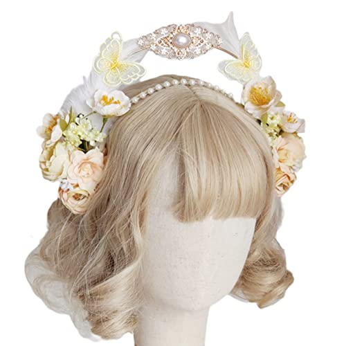 Blumenkronen für Damen, Hochzeit, Cosplay, Mode, handgefertigt, dünne Haarspangen mit doppellagigem Haar-Accessoire, bunte Blume für Hochzeit, Mädchen, Blume für Mädchen, zum Fotografieren von SHOOYIO