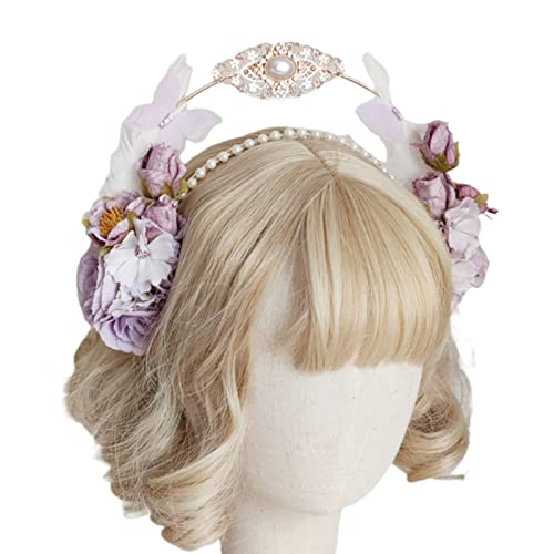 Blumenkronen für Damen, Hochzeit, Cosplay, Mode, handgefertigt, dünne Haarspangen mit doppellagigem Haar-Accessoire, bunte Blume für Hochzeit, Mädchen, Blume für Mädchen, zum Fotografieren von SHOOYIO