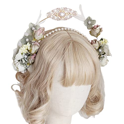 Blumenkronen für Damen, Hochzeit, Cosplay, Mode, handgefertigt, dünne Haarspangen mit doppellagigem Haar-Accessoire, bunte Blume für Hochzeit, Mädchen, Blume für Mädchen, zum Fotografieren von SHOOYIO