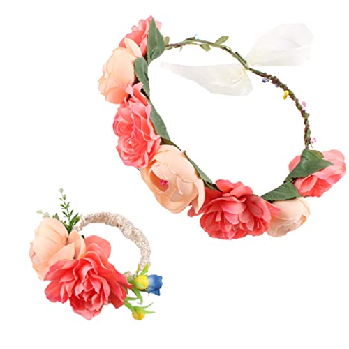 Braut Blumen Stirnband Mit Band Frauen Blumen Hochzeit Blumen Kopfschmuck Floral Haar Hoop Blumen Stirnband Frauen Fiesta von SHOOYIO