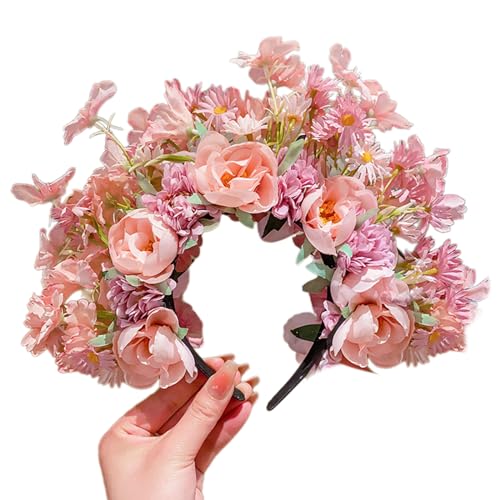 Buntes Blumen-Stirnband, doppelseitiger Haarkranz, Hochzeit, Party, Kostüm, Kopfschmuck für Braut, Damen, Haar-Accessoire, Haar-Accessoire von SHOOYIO