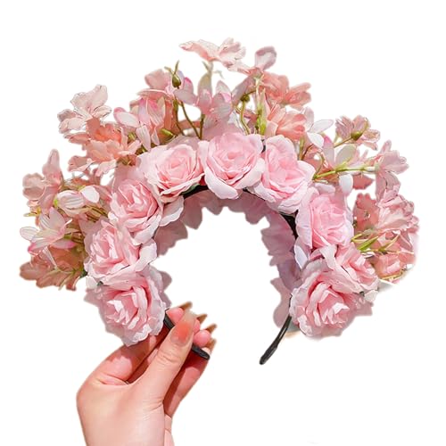 Buntes Blumen-Stirnband, doppelseitiger Haarkranz, Hochzeit, Party, Kostüm, Kopfschmuck für Braut, Damen, Haar-Accessoire, Haar-Accessoire von SHOOYIO