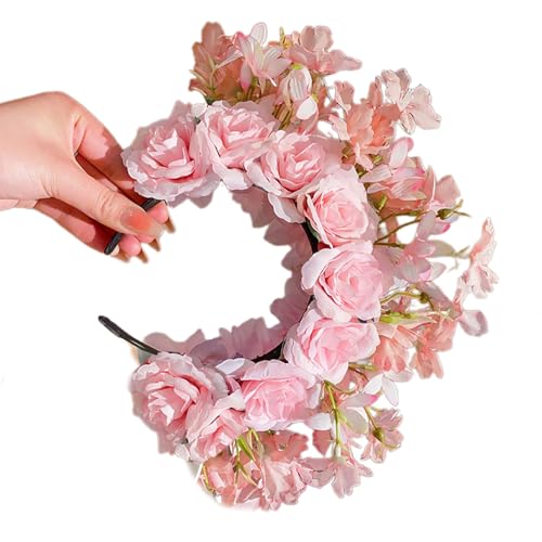 Buntes Blumen Stirnband Doppelseitiger Haarkranz Hochzeit Party Kostüm Kopfschmuck Für Braut Frauen Haar Accessoire Doppelseitige Seidenblumen von SHOOYIO