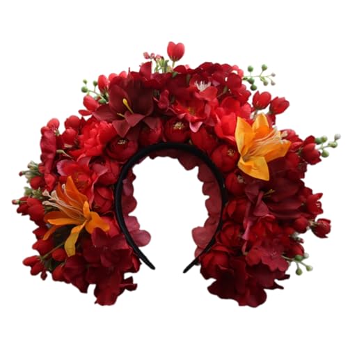 Buntes Blumen Stirnband Kronen Haarkranz Hochzeit Party Kostüm Kopfschmuck Für Braut Frauen Mädchen Strand Haarschmuck Blumen Kopfschmuck von SHOOYIO