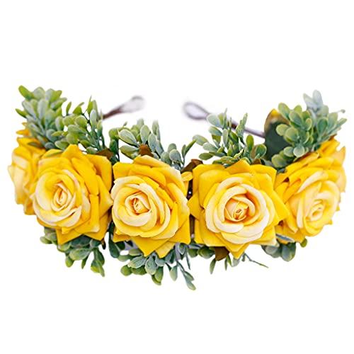 Handgefertigtes Haarband mit Rosenblüte mit weißem Band, Hochzeits-Braut-Haarkranz, schönes Haar-Accessoire, für Hochzeit von SHOOYIO