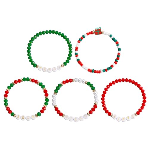 SHOOYIO Festliches stapelbares Armband-Set für Damen, zarter Perlenarmreif, Weihnachtsarmband, Schmuck für Frauen, Mädchen, Paare von SHOOYIO