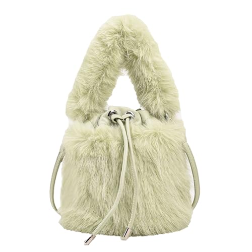 SHOOYIO Fluffys Umhängetasche für Mädchen und Damen, trendige Eimertasche, große Kapazität, Kordelzug, Handtasche von SHOOYIO