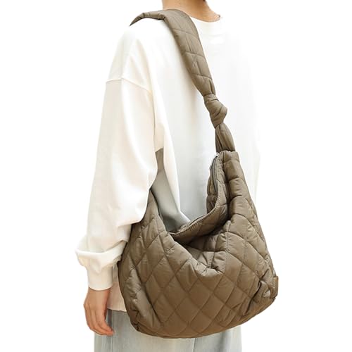 SHOOYIO Gesteppte Einkaufstasche, Vintage-Stil, Puffertasche, großes Fassungsvermögen, Crossbody-Tasche für Mädchen und Frauen von SHOOYIO