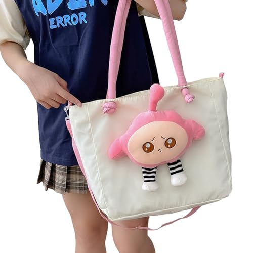 SHOOYIO Niedliche Cartoon-Plüsch-Anhänger, Schultertasche, leichte und tragbare Handtasche für den täglichen Einkauf, Reisen und Verabredungen von SHOOYIO