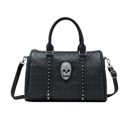 SHOOYIO Tasche PU Crossbody Tasche Punk Stil Handtasche Große Kapazität Nieten Totenkopf Tasche für Frauen Mädchen Vielseitige Umhängetasche von SHOOYIO