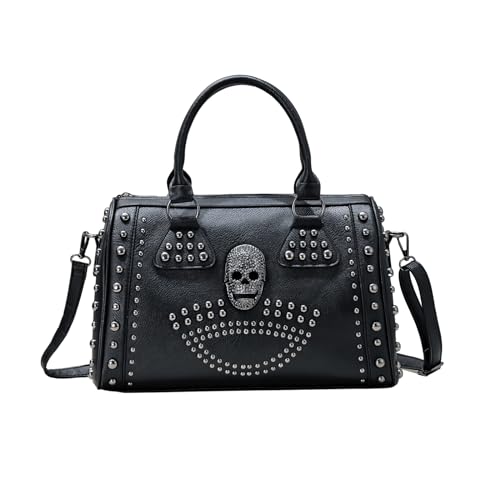 SHOOYIO Vintage Tasche Crossbody Bag Punk Handtasche Große Kapazität Nieten Totenkopf Tasche Vielseitige Schultertasche für Frauen Mädchen von SHOOYIO