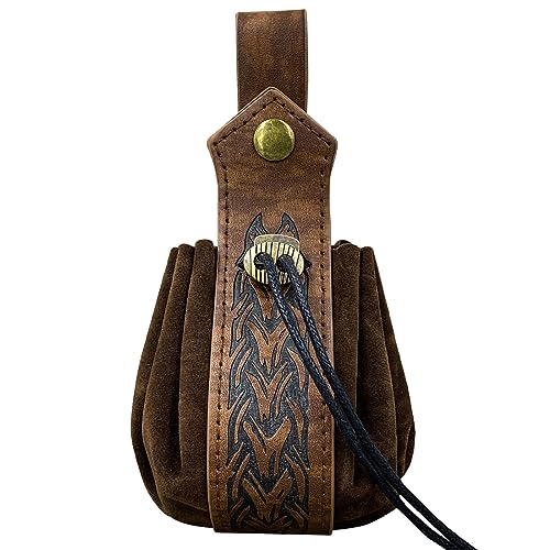 Tragbare Vintage Gürteltasche Mittelalterliche Tasche Mit Kordelzug Cosplay Würfeltasche Leder Geldbörse Hüfttasche Leder Gürteltasche Tragbare Geldbörse Leichte Und Tragbare Tasche Für Den von SHOOYIO