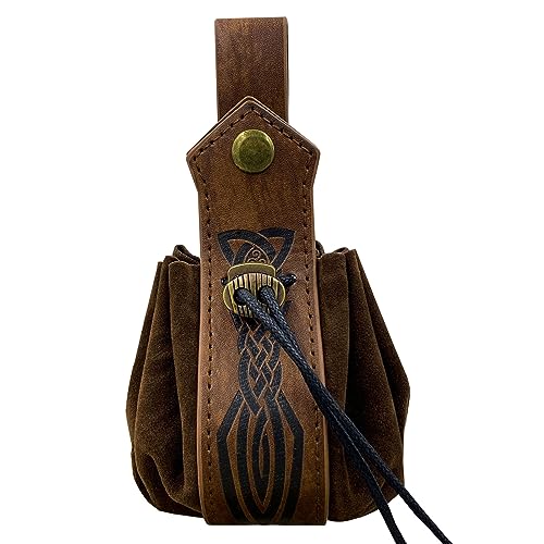 Tragbare Vintage Gürteltasche Mittelalterliche Tasche Mit Kordelzug Cosplay Würfeltasche Leder Geldbörse Hüfttasche Leder Gürteltasche Tragbare Geldbörse Leichte Und Tragbare Tasche Für Den von SHOOYIO