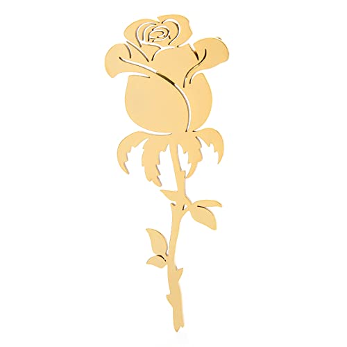 Anstecknadel, Hochzeitsfeier, Schmuck, Edelstahl, Rosen-Blumen-Brosche, Anstecknadeln for Frauen, bezaubernde Blumen-Büro-Party-Broschen, Schmuck, Geschenke, Broschen (Color : Gold) von SHOUKAII