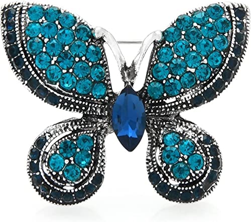 Anstecknadel Hochzeit Schmuck Strass Schmetterling Broschen Damen Herren Blau Insekt Party Büro Brosche Pins Geschenke Broschen for Frauen (Color : Butterfly) von SHOUKAII