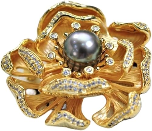 Brosche, Brosche, feiner Schmuck, Gold gefüllt, 8–9 mm, Natur, Meerwasser, Tahiti-Brosche for Frauen, feine Geburtstagsgeschenke, Brosche, Kleidungsaccessoires von SHOUKAII