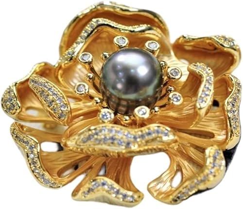 Brosche, Brosche, feiner Schmuck, Gold gefüllt, 8–9 mm, Natur, Meerwasser, Tahiti-Brosche for Frauen, feine Geburtstagsgeschenke, Brosche, Kleidungsaccessoires von SHOUKAII