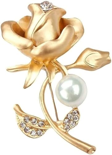 Brosche Broschen Strassbrosche Blumendiamantbrosche Mädchen Dame Schmuck Hochzeit Party Geburtstagsgeschenk Gold Fliege Brosche Pins Kleidungszubehör (Color : Gold) von SHOUKAII