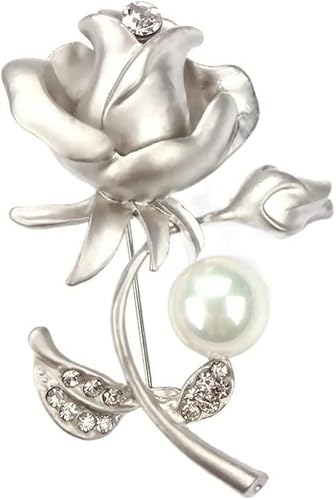 Brosche Broschen Strassbrosche Blumendiamantbrosche Mädchen Dame Schmuck Hochzeit Party Geburtstagsgeschenk Gold Fliege Brosche Pins Kleidungszubehör (Color : Silver) von SHOUKAII