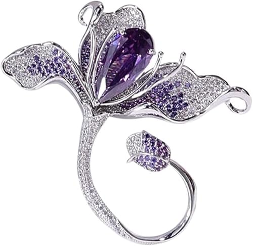 Brosche Damen Broschen Modische und elegante Tulpenbrosche, hochwertige Luxusnadel, schöne Accessoires, Geschenk for Mutter, Brosche, Kleidungszubehör (Color : Purple) von SHOUKAII