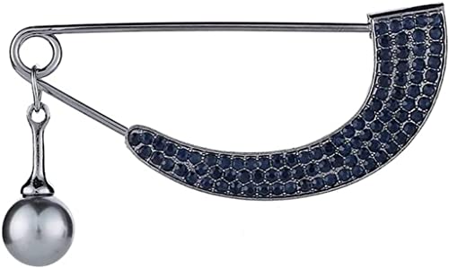 Brosche Kristall Strass gebogen Anhänger Metall Strickjacke Mantel Pin Schal Schnalle Zubehör Schmuck Pin for Frauen Kleidung Zubehör (Color : Black, Size : 7.0 * 3.2cm) von SHOUKAII