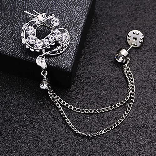 Brosche Schmuck Strass Quaste Brosche Corsage Anstecknadel mit Kette for Herren Anzug Hemd Kragen Dekoration Kleidung Accessoires (Size : Gold_One Size) von SHOUKAII