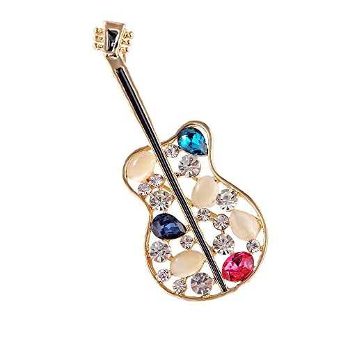 Brosche for Damen, aushöhlen, Opal-Diamant eingelegt, Instrument, Gitarrenform, Herren- und Damen-Accessoires-Brosche von SHOUKAII