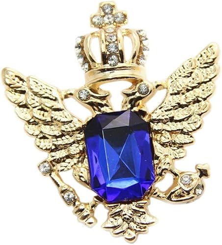 Broschennadeln, Premium-Qualität, 1 Stück, Vintage-Kronen-Adler-Muster, Kragen-Brosche for Herren, goldene und blaue Kleidungsaccessoires von SHOUKAII