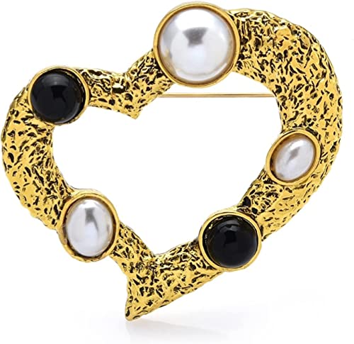 Pin Zubehör Schmuck Vintage Herz Broschen for Frauen Männer All-Match Liebe Party Casual Brosche Pins Schmuck Geschenke Broschen for Frauen (Color : Gold) von SHOUKAII