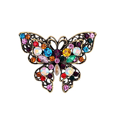 Schmetterling Farbe Rhindiamone Brosche Vintage Mode Temperament Corsage Schmuck Frauen von SHOUKAII