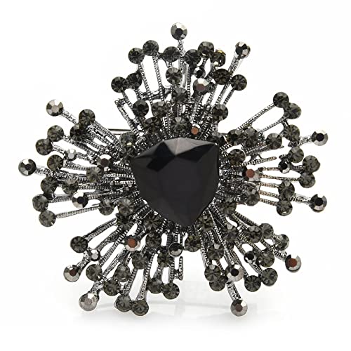 Sicherheitsnadel-Schal-Clips, große klassische Blumen-Broschen for Damen, Unisex, Kristall-Blumen-Büro-Party-Brosche, Pins, Geschenke (Color : Black) von SHOUKAII