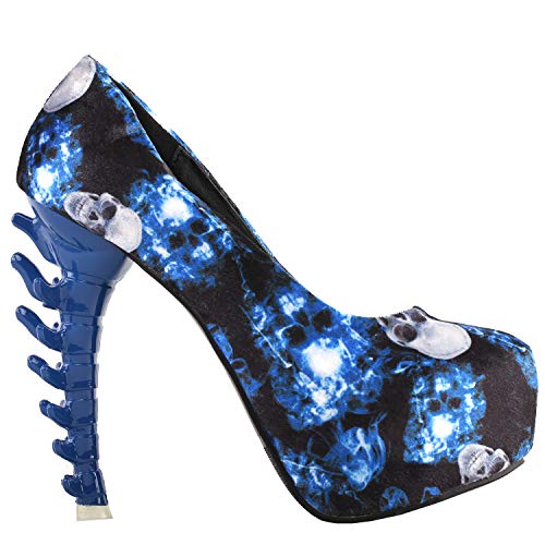 SHOW STORY Cute Sexy romantische Mode Geschenk für ihre Pumps, LF80610LL40, 40EU, Blauer Schädel von SHOW STORY