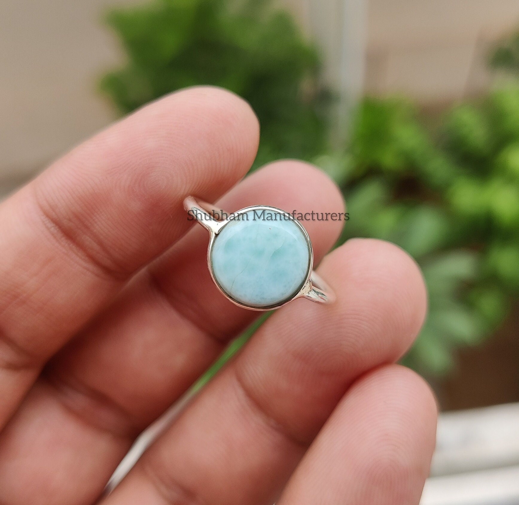 Larimar Ring, 925 Sterling Silber Handgemachter Ring Für Frauen, Schmuck, Blauer Stein Stapelbarer Edelstein Daily Wear von SHUBHAMMANUFACTURERS