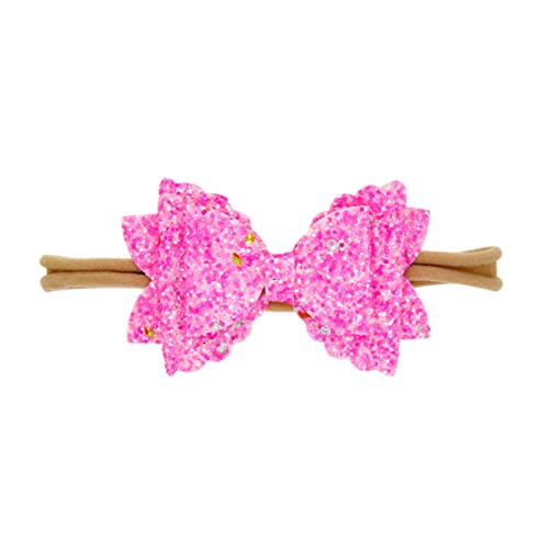 Blumen Stirnbänder Baby Mädchen Stirnband Haarband Schleife Haarband für Neugeborene Baby-Mädchen-Bögen Kopfbedeckung Elastische Haarbänder Prinzessin (Pink#2, One Size) von SHUIYUE