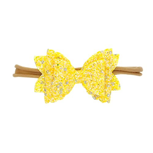 Blumen Stirnbänder Baby Mädchen Stirnband Haarband Schleife Haarband für Neugeborene Baby-Mädchen-Bögen Kopfbedeckung Elastische Haarbänder Prinzessin (Yellow, One Size) von SHUIYUE