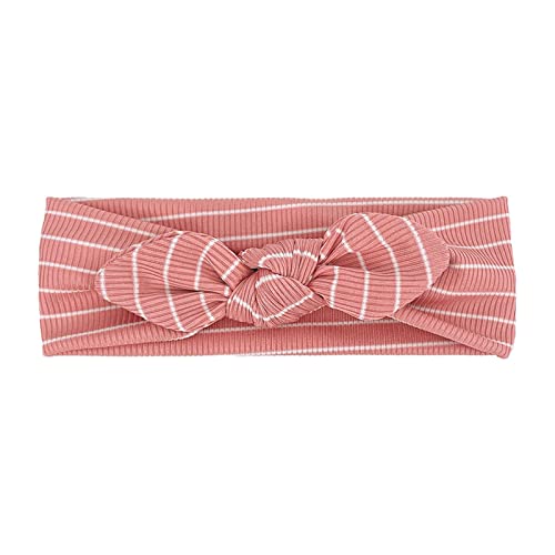 Kleinkind Baby Mädchen gerippt gestreift Schleife Haarband Kopfbedeckung Stirnband Haarschmuck Schleife (Pink, One Size) von SHUIYUE