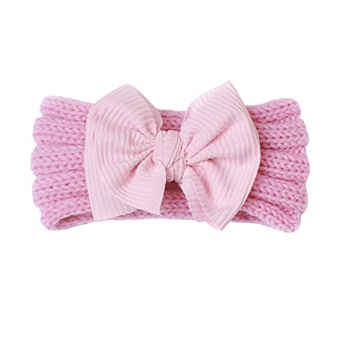 Kleinkind Baby Mädchen gestrickt Color Block Bowknot Haarband Kopfbedeckung Stirnband Haarreifen Mädchen (Pink, One Size) von SHUIYUE